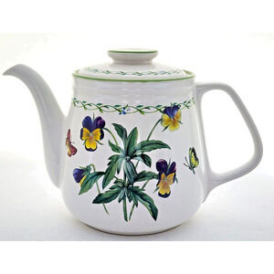 Teapot-Studio Nova-Garden Bloom-White-Green-Flowers-Butterflies-Bees-5 Cups